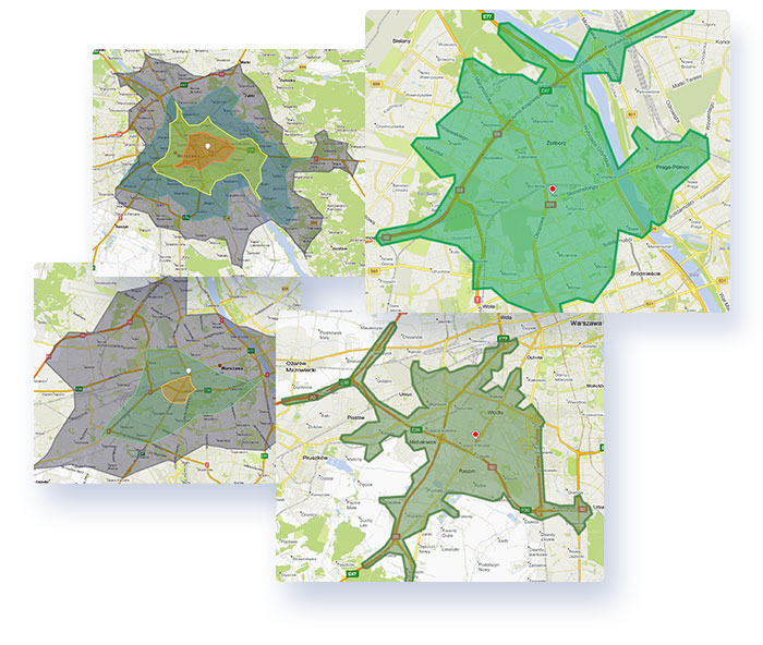 Strefy dojazdu - catchment area
